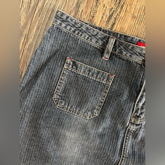 Unionbay Maxi Jean Skirt Juniors Sz 13 Side Slits Blue Dark Wash Denim Y2K Vtg - Picture 13 of 14